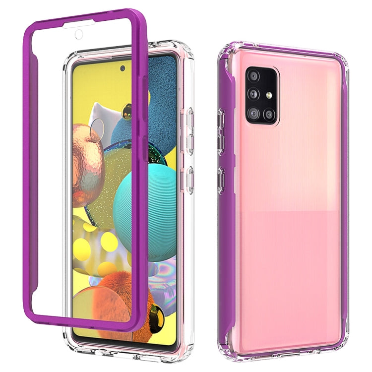 For Samsung Galaxy A51 5G Shockproof TPU Frame + Clear PC Back Case + Front PET Screen Protector