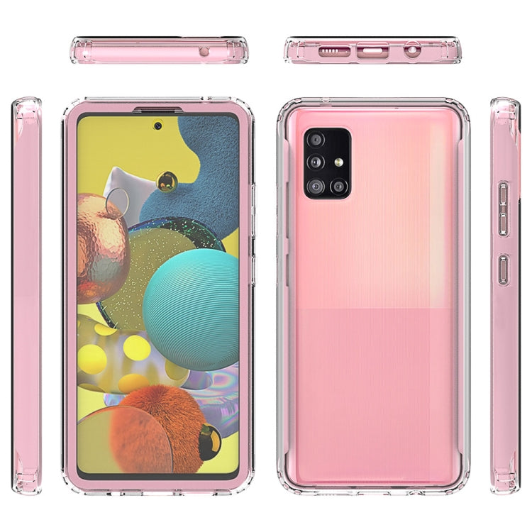 For Samsung Galaxy A51 5G Shockproof TPU Frame + Clear PC Back Case + Front PET Screen Protector