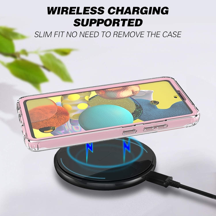 For Samsung Galaxy A51 5G Shockproof TPU Frame + Clear PC Back Case + Front PET Screen Protector