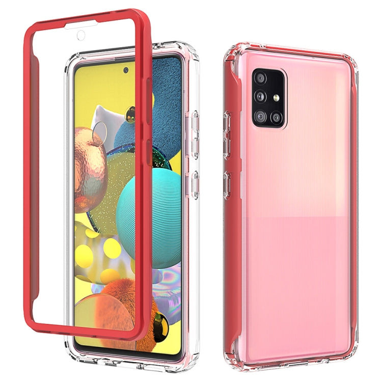 For Samsung Galaxy A51 5G Shockproof TPU Frame + Clear PC Back Case + Front PET Screen Protector