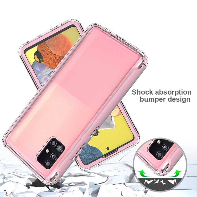 For Samsung Galaxy A51 5G Shockproof TPU Frame + Clear PC Back Case + Front PET Screen Protector