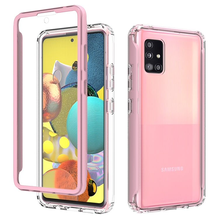 For Samsung Galaxy A51 5G Shockproof TPU Frame + Clear PC Back Case + Front PET Screen Protector