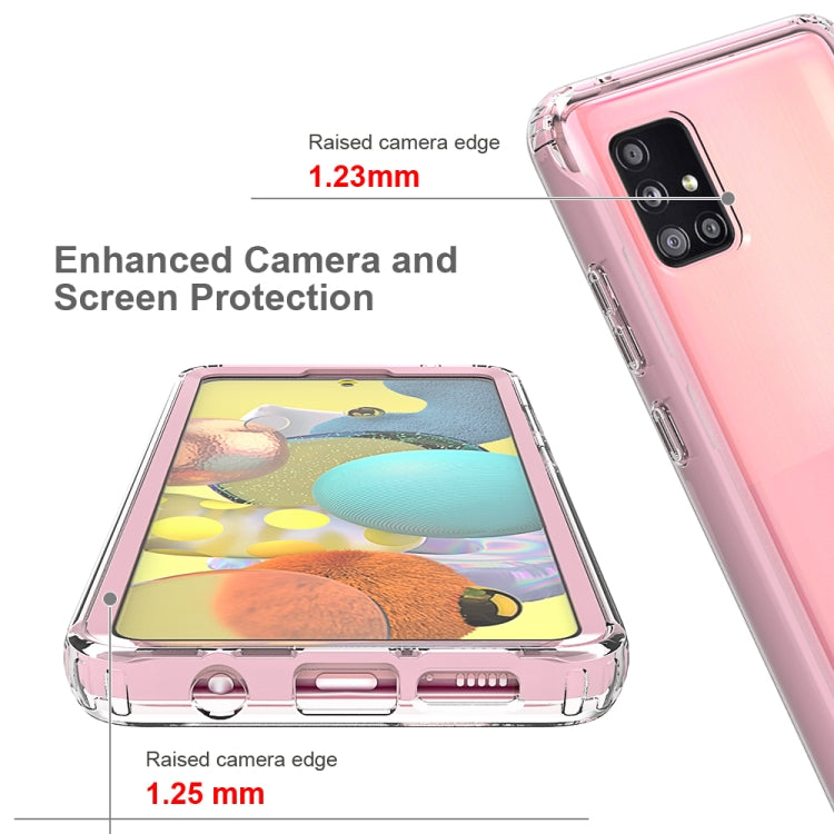 For Samsung Galaxy A51 5G Shockproof TPU Frame + Clear PC Back Case + Front PET Screen Protector