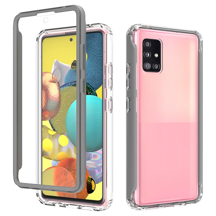 For Samsung Galaxy A51 5G Shockproof TPU Frame + Clear PC Back Case + Front PET Screen Protector