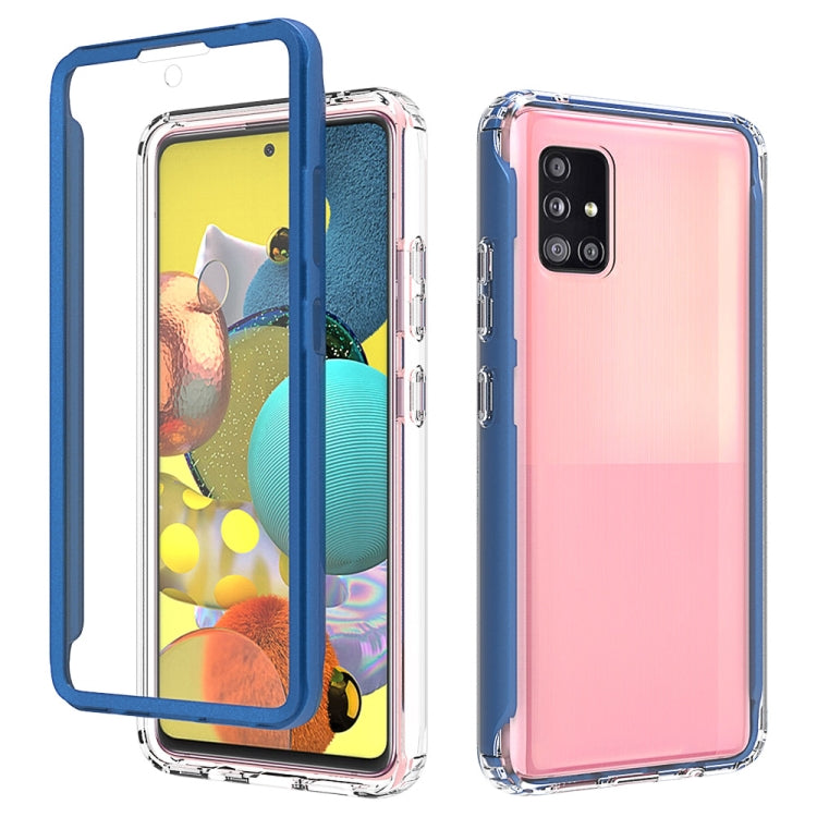 For Samsung Galaxy A51 5G Shockproof TPU Frame + Clear PC Back Case + Front PET Screen Protector