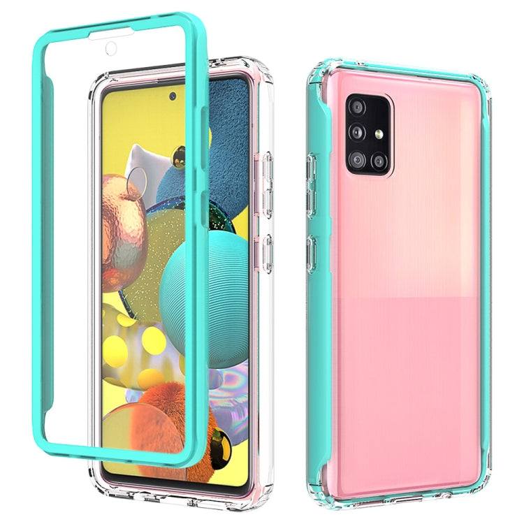For Samsung Galaxy A51 5G Shockproof TPU Frame + Clear PC Back Case + Front PET Screen Protector