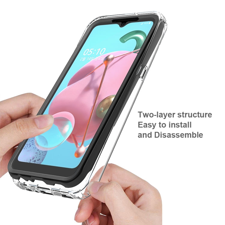 For LG K51 Shockproof TPU Frame + Clear PC Back Case + Front PET Screen Protector