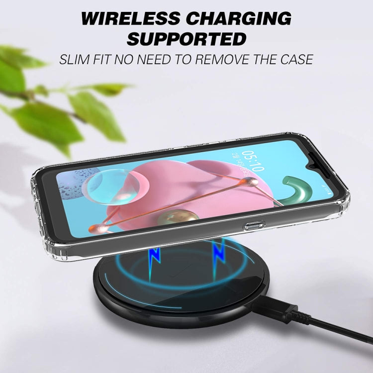 For LG K51 Shockproof TPU Frame + Clear PC Back Case + Front PET Screen Protector