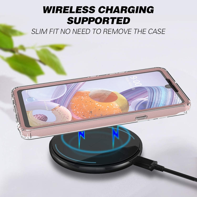 For LG Q Stylo 6 Shockproof TPU Frame + Clear PC Back Case + Front PET Screen Protector