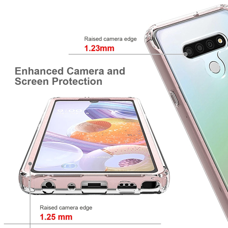 For LG Q Stylo 6 Shockproof TPU Frame + Clear PC Back Case + Front PET Screen Protector