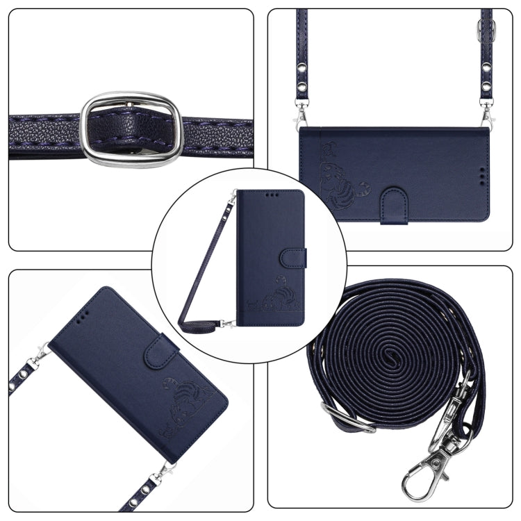 For Xiaomi POCO F6 5G Cat Rat Embossed Pattern RFID Leather Phone Case with Lanyard