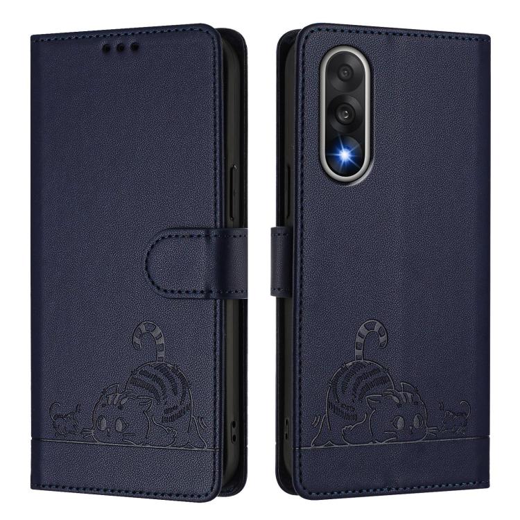 For OnePlus Ace 5 Ultra Cat Rat Embossed Pattern RFID Leather Phone Case with Lanyard