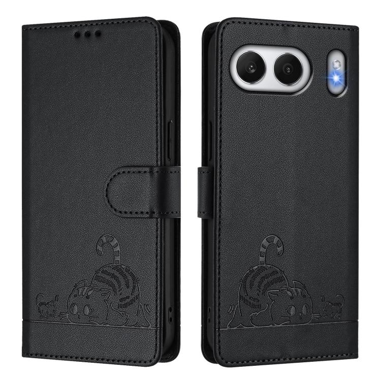 For OnePlus Nord 4 5G Global Cat Rat Embossed Pattern RFID Leather Phone Case with Lanyard