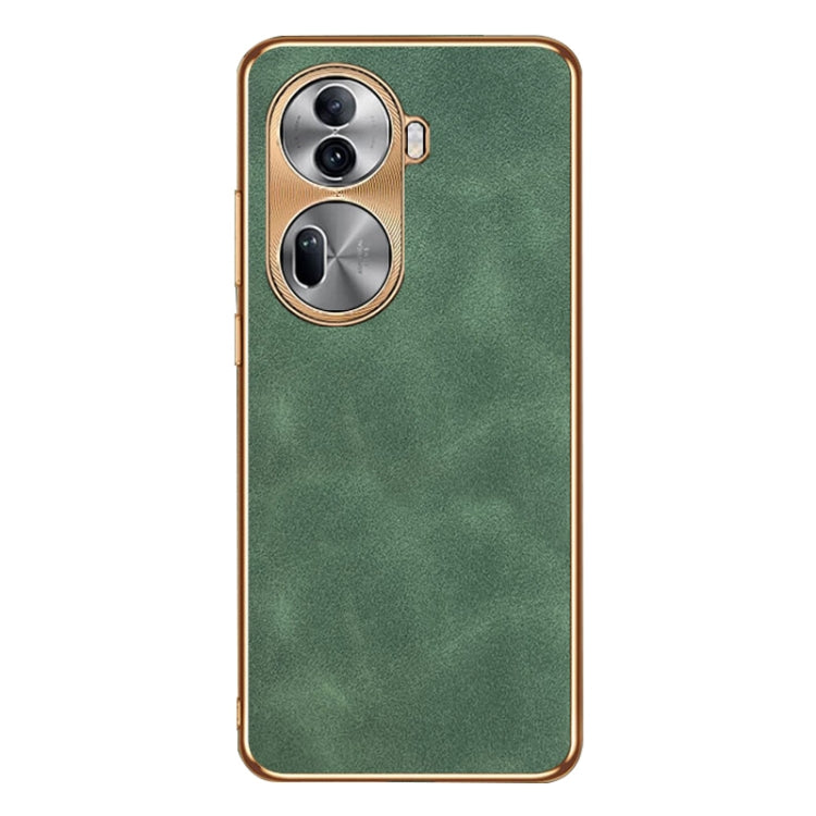 For OPPO Reno11 Global Electroplating Lambskin Leather Phone Case
