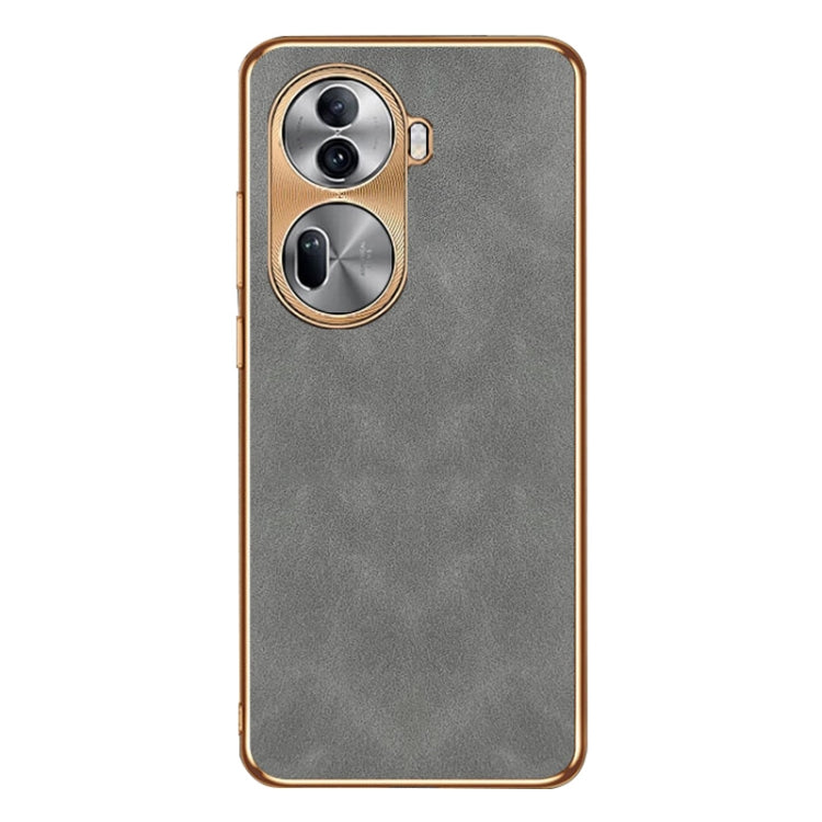 For OPPO Reno11 Global Electroplating Lambskin Leather Phone Case