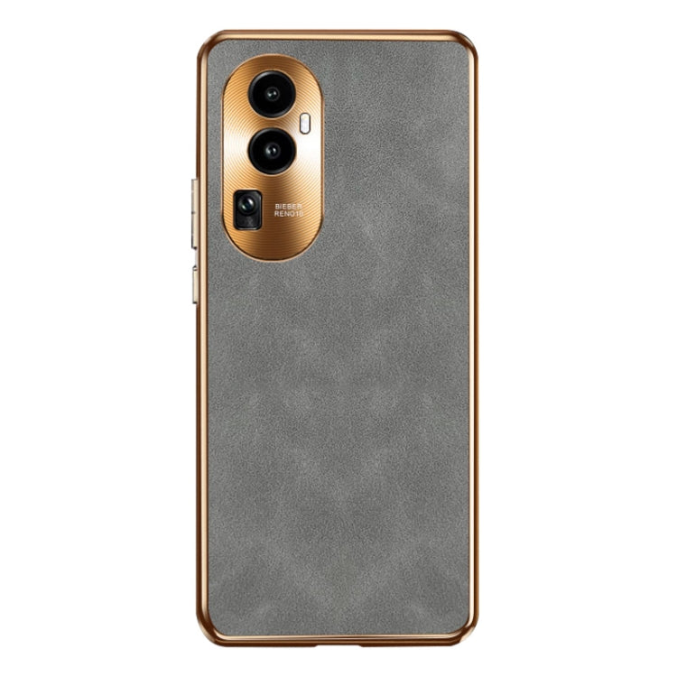 For OPPO Reno10 Global Electroplating Lambskin Leather Phone Case