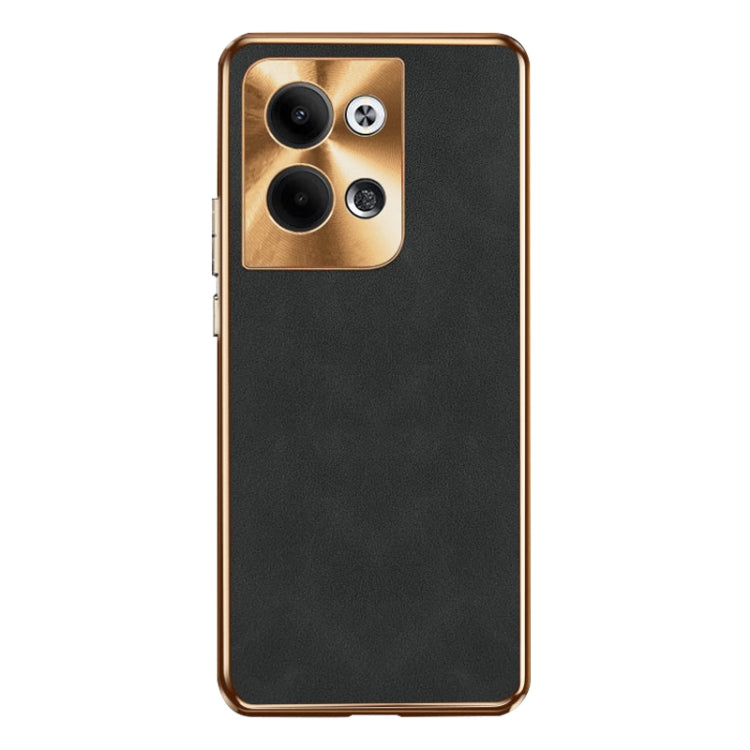 For OPPO Reno9 Electroplating Lambskin Leather Phone Case