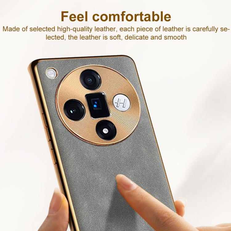 For OPPO Reno10 Global Electroplating Lambskin Leather Phone Case
