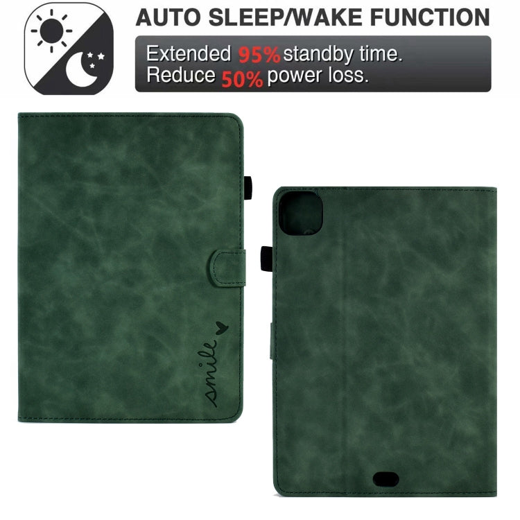 For iPad Pro 11 2024 Embossed Smile Smart Leather Tablet Case