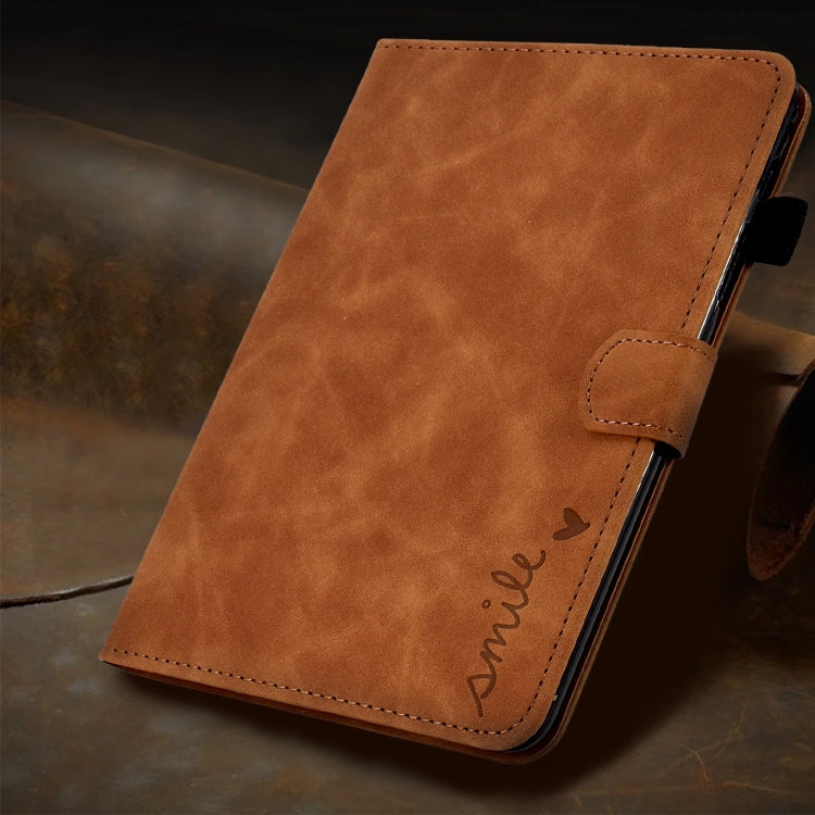 For iPad Pro 11 2024 Embossed Smile Smart Leather Tablet Case