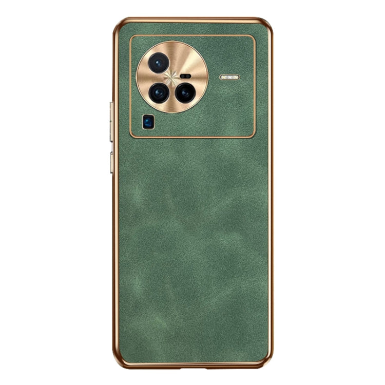 For vivo X80 Pro Electroplating Lambskin Leather Phone Case