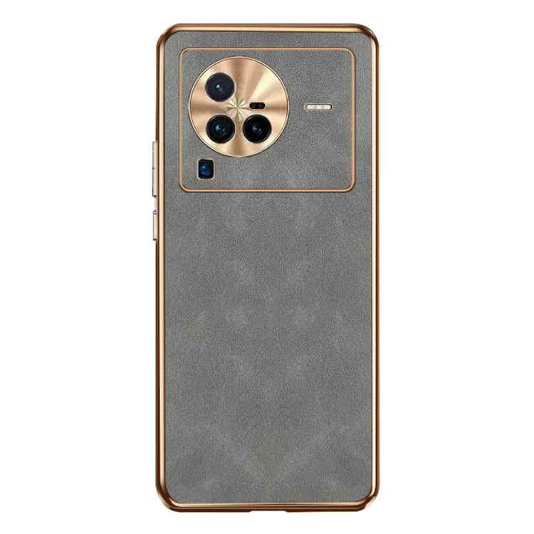 For vivo X80 Pro Electroplating Lambskin Leather Phone Case