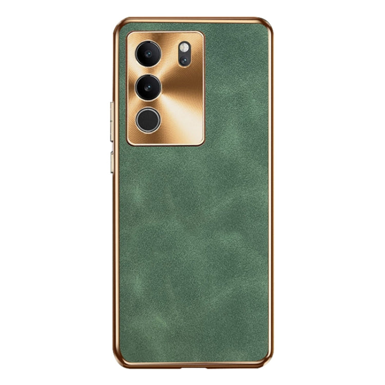 For vivo S17 Pro Electroplating Lambskin Leather Phone Case