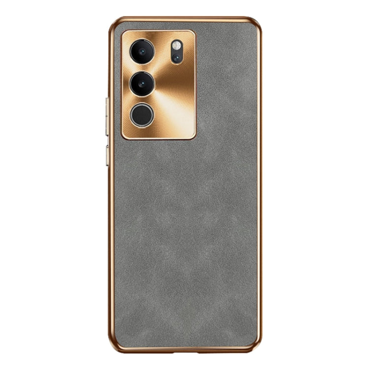 For vivo S17 Pro Electroplating Lambskin Leather Phone Case