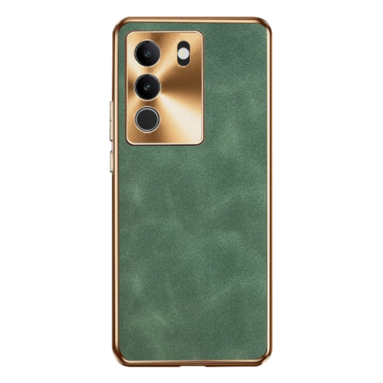 For vivo S17 Electroplating Lambskin Leather Phone Case