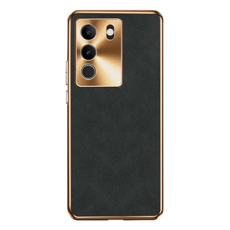 For vivo S17 Electroplating Lambskin Leather Phone Case