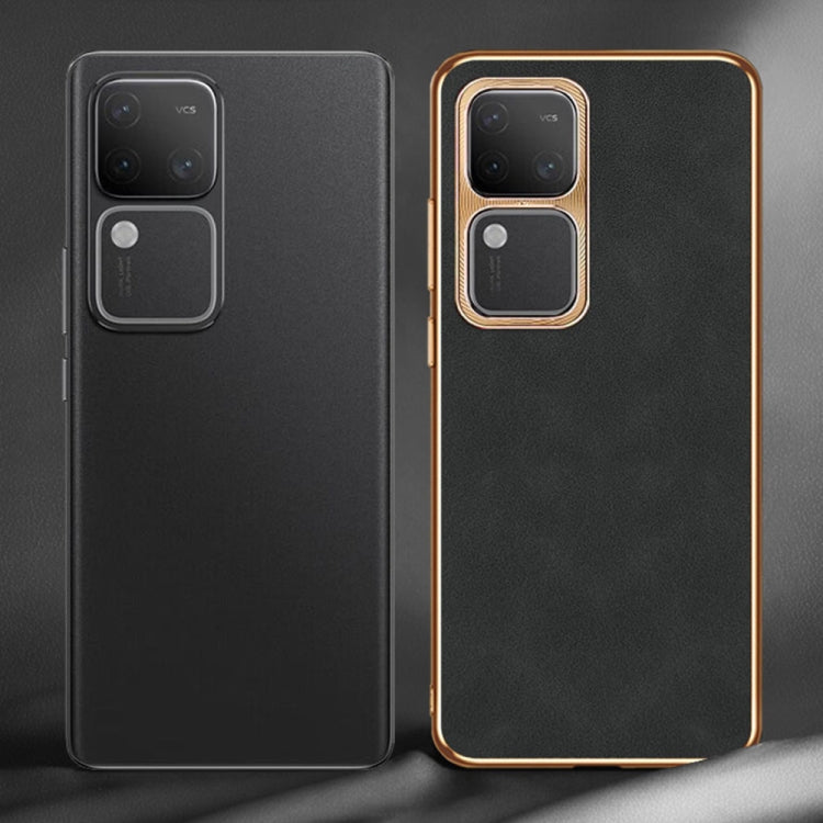 For vivo X90 Pro Electroplating Lambskin Leather Phone Case