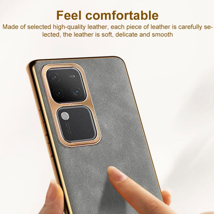 For vivo X100 Electroplating Lambskin Leather Phone Case