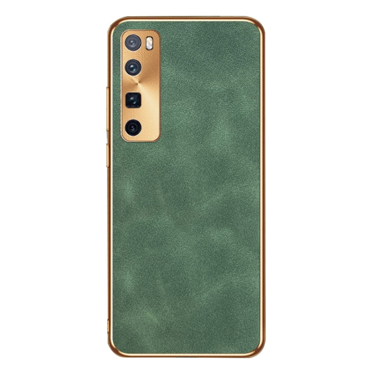 For Huawei nova 7 Pro Electroplating Lambskin Leather Phone Case