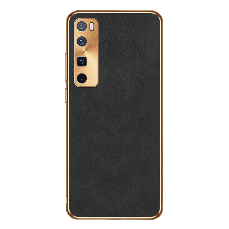 For Huawei nova 7 Pro Electroplating Lambskin Leather Phone Case