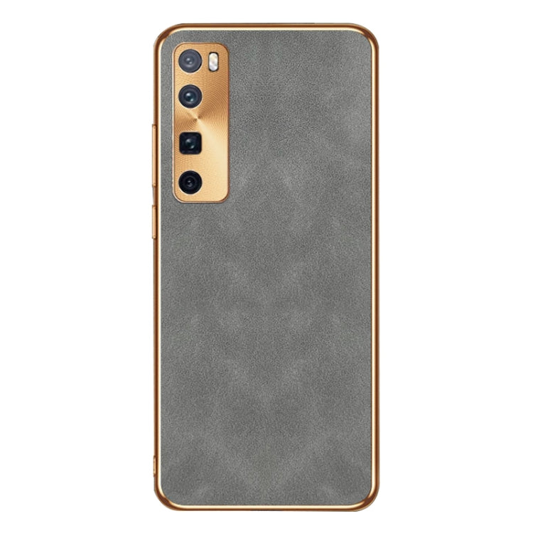 For Huawei nova 7 Pro Electroplating Lambskin Leather Phone Case