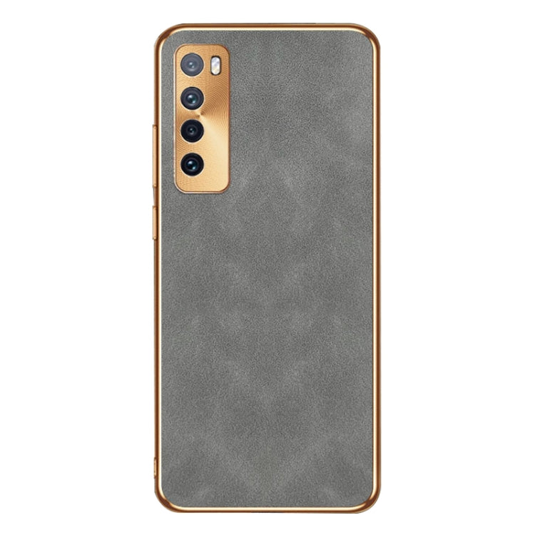 For Huawei nova 7 Electroplating Lambskin Leather Phone Case