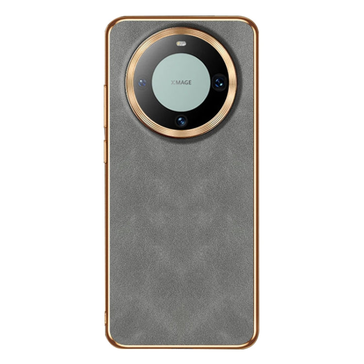 For Huawei Mate 60 Pro Electroplating Lambskin Leather Phone Case
