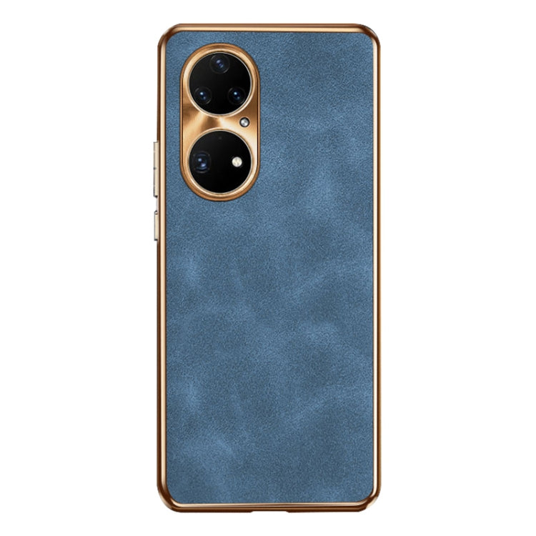 For Huawei P50 Pro Electroplating Lambskin Leather Phone Case