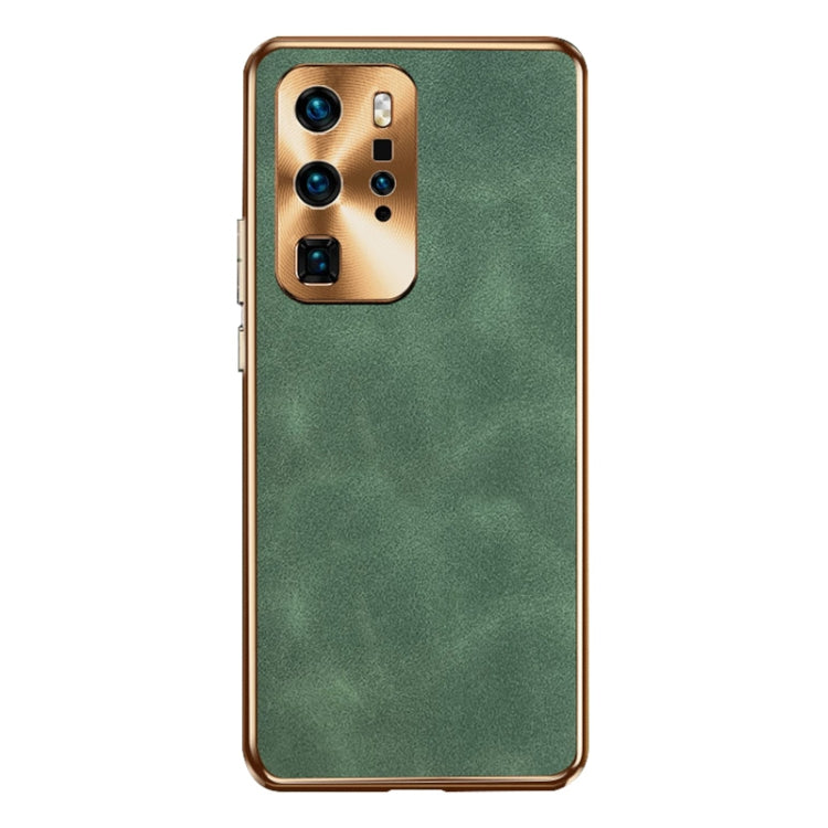For Huawei P40 Pro Electroplating Lambskin Leather Phone Case