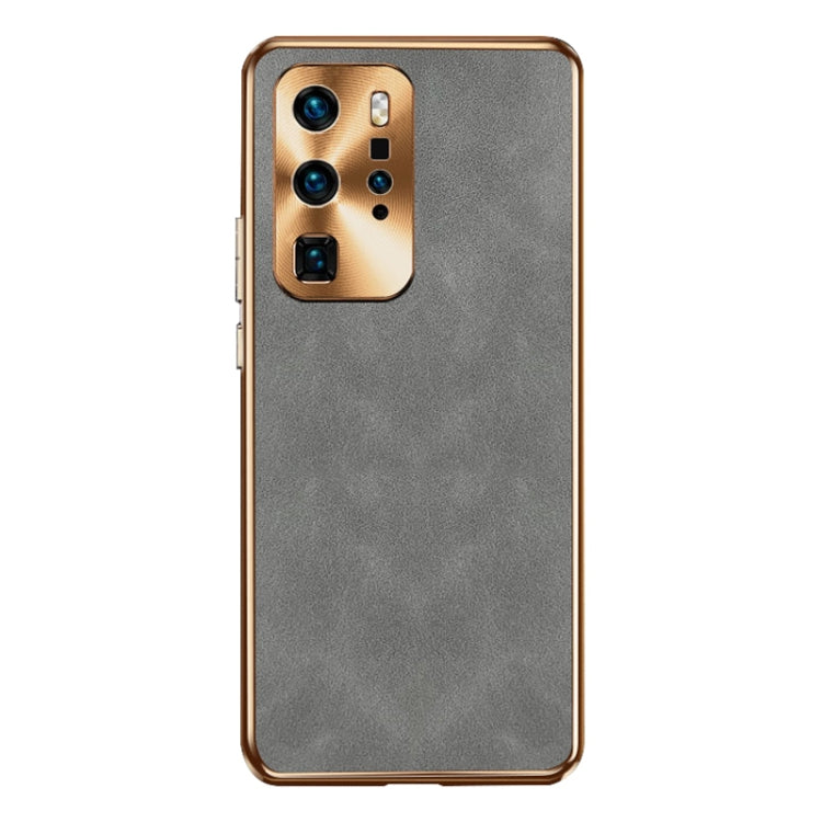 For Huawei P40 Pro Electroplating Lambskin Leather Phone Case