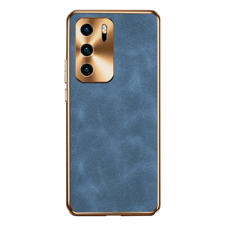 For Huawei P40 Electroplating Lambskin Leather Phone Case