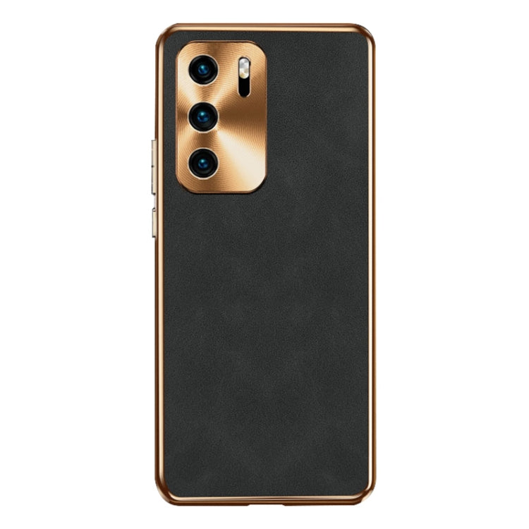 For Huawei P40 Electroplating Lambskin Leather Phone Case