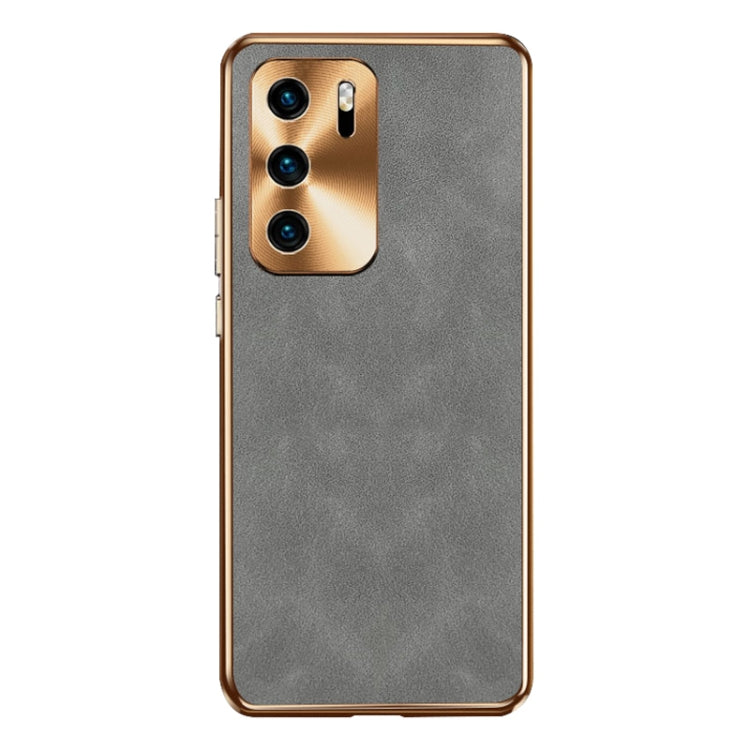 For Huawei P40 Electroplating Lambskin Leather Phone Case