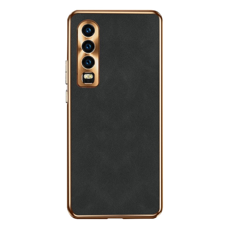 For Huawei P30 Electroplating Lambskin Leather Phone Case