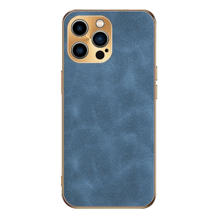 For iPhone 13 Pro Electroplating Lambskin Leather Phone Case