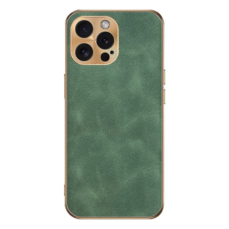 For iPhone 12 Pro Max Electroplating Lambskin Leather Phone Case