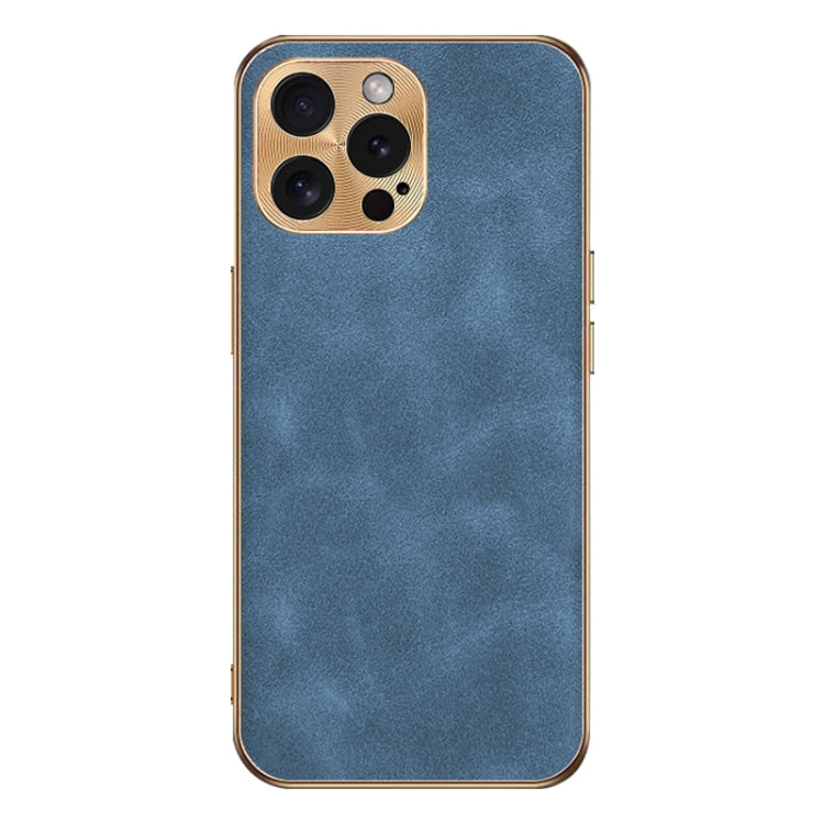 For iPhone 12 Pro Max Electroplating Lambskin Leather Phone Case