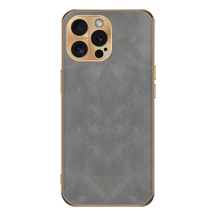For iPhone 12 Pro Max Electroplating Lambskin Leather Phone Case