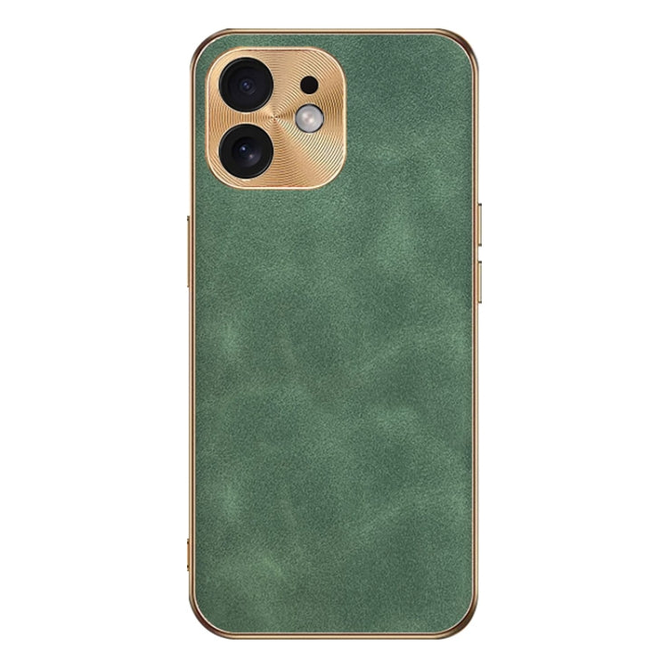 For iPhone 12 Electroplating Lambskin Leather Phone Case