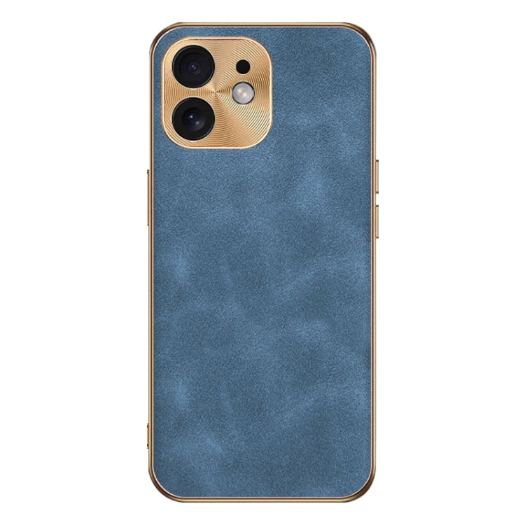 For iPhone 12 Electroplating Lambskin Leather Phone Case